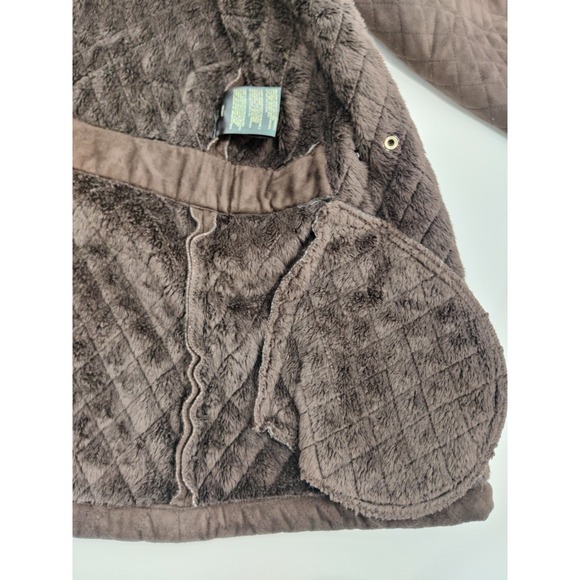 Liz Claiborne Quilted Snap Front Jacket Brown Faux Suede Lined Collar Size M - Picture 15 of 15